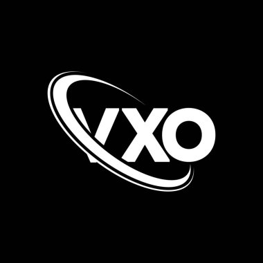 VXO logosu. VXO mektubu. VXO harf logosu tasarımı. Çember ve büyük harfli monogram logosuna bağlı baş harfler VXO logosu. Teknoloji, iş ve emlak markası için VXO tipografisi.