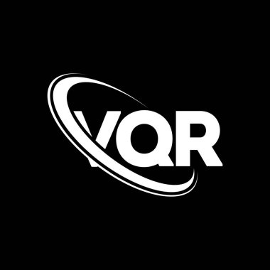 VQR logosu. VQR harfi. VQR harf logosu tasarımı. Çember ve büyük harfli monogram logosuna bağlı baş harfler VQR logosu. Teknoloji, iş ve emlak markası için VQR tipografisi.