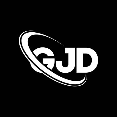 GJD logosu. GJD mektubu. GJD mektup logosu tasarımı. Çember ve büyük harfli monogram logosuna bağlı baş harfler GJD logosu. Teknoloji, iş ve emlak markası için GJD tipografisi.