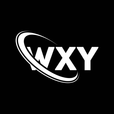 WXY logosu. WXY mektubu. WXY harf logosu tasarımı. Çember ve büyük harfli monogram logosuyla birleştirilmiş WXY logosu. Teknoloji, iş ve emlak markası için WXY tipografisi.