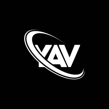 YAV logosu. YAV mektubu. YAV harf logosu tasarımı. Çember ve büyük harfli monogram logosuyla birleştirilmiş YAV logosu. Teknoloji, iş ve emlak markaları için YAV tipografisi.