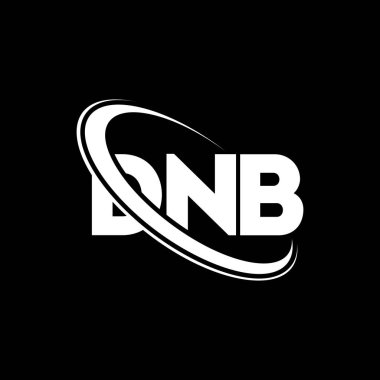 DNB logosu. DNB mektubu. DNB harfi logo tasarımı. Çember ve büyük harfli monogram logosuna bağlı DNB logosu. Teknoloji, iş ve emlak markası için DNB tipografisi.