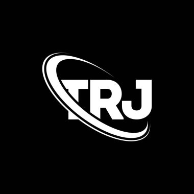 TRJ logosu. TRJ mektubu. TRJ mektup logosu tasarımı. Çember ve büyük harfli monogram logosuna bağlı baş harfler TRJ logosu. Teknoloji, iş ve emlak markası için TRJ tipografisi.