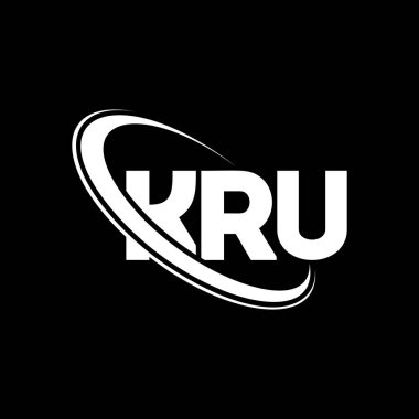 KRU logosu. KRU mektubu. KRU harf logosu tasarımı. Çember ve büyük harfli monogram logosuna bağlı KRU logosu. Teknoloji, iş ve emlak markası için KRU tipografisi.
