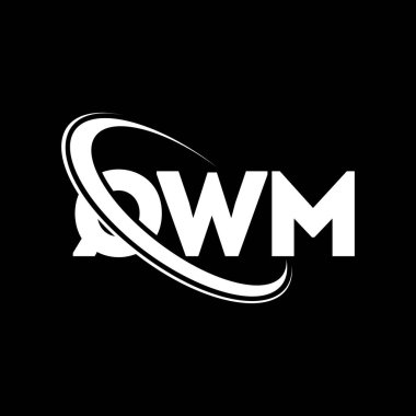 QWM logosu. QWM mektubu. QWM harf logosu tasarımı. Çember ve büyük harfli monogram logosuna bağlı QWM logosu. Teknoloji, iş ve emlak markası için QWM tipografisi.