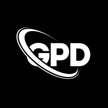 GPD logosu. Gotham Polis Departmanı mektubu. GPD mektup logosu tasarımı. Çember ve büyük harfli monogram logosuyla GPD logosunun baş harfleri. Teknoloji, iş ve emlak markası için GPD tipografisi.