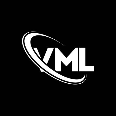 VML logosu. VML harfi. VML harf logosu tasarımı. Çember ve büyük harfli monogram logosuna bağlı VML logosu. Teknoloji, iş ve emlak markası için VML tipografisi.