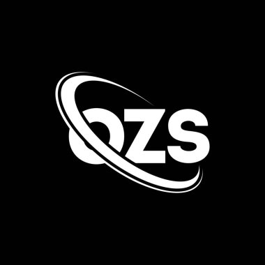 OZS logosu. OZS harfi. OZS harf logosu tasarımı. Çember ve büyük harfli monogram logosuna bağlı OZS logosu. Teknoloji, iş ve emlak markası için OZS tipografisi.