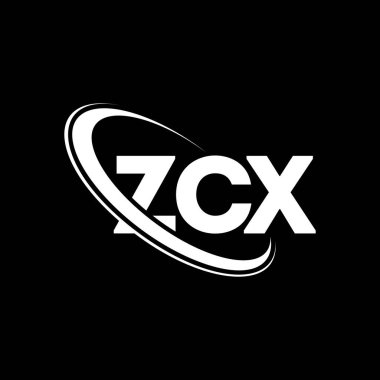 ZCX logosu. ZCX harfi. ZCX harfli logo tasarımı. Çember ve büyük harfli monogram logosuna bağlı baş harfler ZCX logosu. Teknoloji, iş ve emlak markası için ZCX tipografisi.