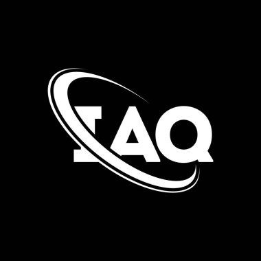 IAQ logosu. IAQ mektubu. IAQ harf logosu tasarımı. Daireye ve büyük harfli monogram logosuna bağlı ilk IAQ logosu. Teknoloji, iş ve emlak markası için IAQ tipografisi.