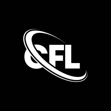 CFL logosu. CFL mektubu. CFL harf logosu tasarımı. Çember ve büyük harfli monogram logosuyla birleştirilmiş CFL logosu. Teknoloji, iş ve emlak markası için CFL tipografisi.