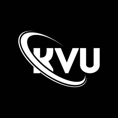 KVU logosu. KVU mektubu. KVU harf logosu tasarımı. Çember ve büyük harfli monogram logosuna bağlı KVU logosu. Teknoloji, iş ve emlak markası için KVU tipografisi.