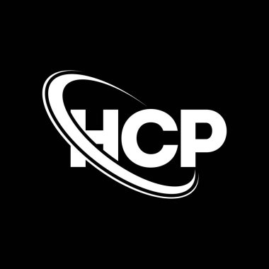 HCP logosu. HCP mektubu. HCP harf logosu tasarımı. Çember ve büyük harfli monogram logosuna bağlı HCP logosu. Teknoloji, iş ve emlak markası için HCP tipografisi.