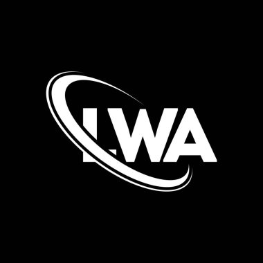 LWA logosu. LWA mektubu. LWA mektup logosu tasarımı. Çember ve büyük harfli monogram logosuna bağlı ilk LWA logosu. LWA teknoloji, iş ve gayrimenkul markası tipografisi.