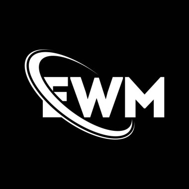 EWM logosu. EWM mektubu. EWM mektup logosu tasarımı. Çember ve büyük harfli monogram logosuyla birleştirilmiş EWM logosu. Teknoloji, iş ve emlak markası için EWM tipografisi.