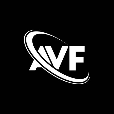 AVF logosu. AVF mektubu. AVF harf logosu tasarımı. Çember ve büyük harfli monogram logosuna bağlı AVF logosu. Teknoloji, iş ve emlak markası için AVF tipografisi.