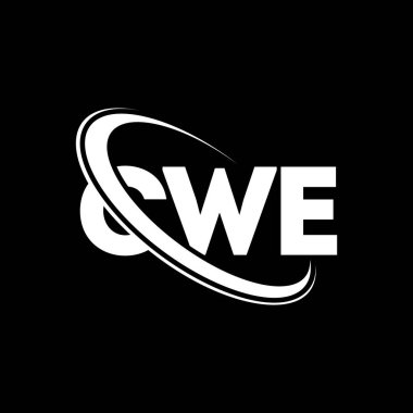 CWE logosu. CWE mektubu. CWE mektup logosu tasarımı. Çember ve büyük harfli monogram logosuna bağlı CWE logosu. Teknoloji, iş ve emlak markası için CWE tipografisi.