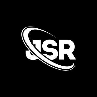 JSR logosu. JSR mektubu. JSR harf logosu tasarımı. Çember ve büyük harfli monogram logosuna bağlı baş harfler JSR logosu. Teknoloji, iş ve emlak markası için JSR tipografisi.