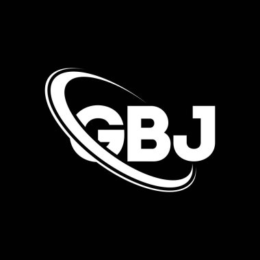 GBJ logosu. GBJ mektubu. GBJ harf logosu tasarımı. Çember ve büyük harfli monogram logosuyla birleştirilmiş GBJ logosu. Teknoloji, iş ve emlak markası için GBJ tipografisi.