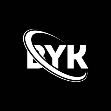 BYK logosu. Güle güle mektubu. BYK mektup logosu tasarımı. Çember ve büyük harfli monogram logosuyla birleştirilmiş BYK logosu. Teknoloji, iş ve emlak markası için BYK tipografisi.