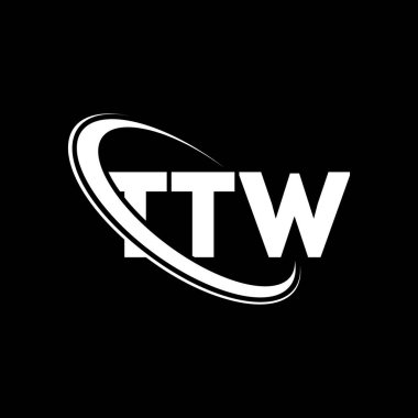 TTW logosu. TTW mektubu. TTW harf logosu tasarımı. Çember ve büyük harfli monogram logosuna bağlı TTW logosu. Teknoloji, iş ve emlak markası için TTW tipografisi.