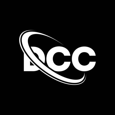 DCC logosu. DCC mektubu. DCC mektup logosu tasarımı. Çember ve büyük harfli monogram logosuna bağlı baş harfler. Teknoloji, iş ve emlak markası için DCC tipografisi.