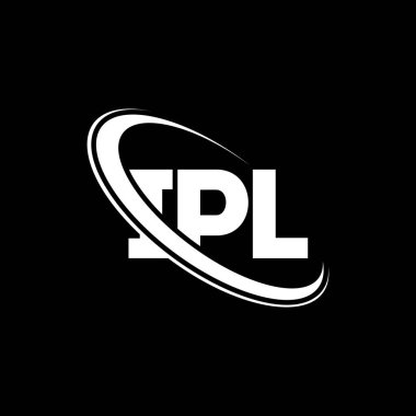 IPL logosu. IPL mektubu. IPL harf logosu tasarımı. Çember ve büyük harfli monogram logosuna bağlı ilk IPL logosu. Teknoloji, iş ve emlak markası için IPL tipografisi.