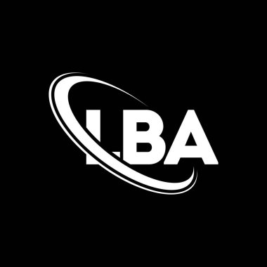 LBA logosu. LBA mektubu. LBA mektup logosu tasarımı. Çember ve büyük harfli monogram logosuna bağlı ilk LBA logosu. Teknoloji, iş ve emlak markası için LBA tipografisi.