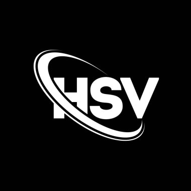 HSV logosu. HSV mektubu. HSV harf logosu tasarımı. Çember ve büyük harfli monogram logosuna bağlı HSV logosu. Teknoloji, iş ve emlak markası için HSV tipografisi.