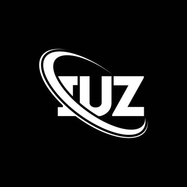 İUZ logosu. İUZ harfi. İUZ harf logosu tasarımı. Daireye ve büyük harfli monogram logosuna bağlı ilk IUZ logosu. Teknoloji, iş ve emlak markası için IUZ tipografisi.