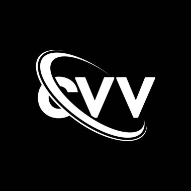 CVV logosu. CVV mektubu. CVV harf logosu tasarımı. Çember ve büyük harfli monogram logosuyla birleştirilmiş CVV logosu. Teknoloji, iş ve emlak markası için CVV tipografisi.