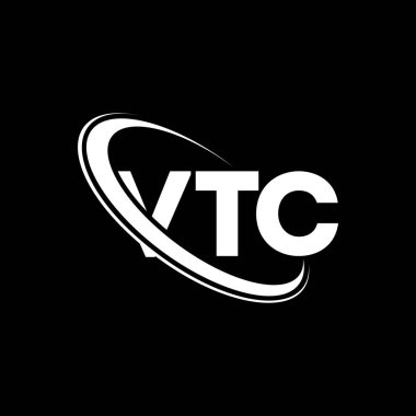 VTC logosu. VTC mektubu. VTC harf logosu tasarımı. Çember ve büyük harfli monogram logosuna bağlı baş harfler VTC logosu. Teknoloji, iş ve emlak markası için VTC tipografisi.