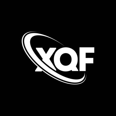 XQF logosu. XQF mektubu. XQF harf logosu tasarımı. Çember ve büyük harfli monogram logosuna bağlı XQF logosu. Teknoloji, iş ve emlak markası için XQF tipografisi.