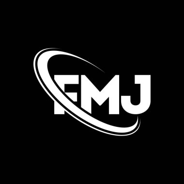 FMJ logosu. FMJ mektubu. FMJ harf logosu tasarımı. Çember ve büyük harfli monogram logosuna bağlı FMJ logosu. Teknoloji, iş ve emlak markası için FMJ tipografisi.