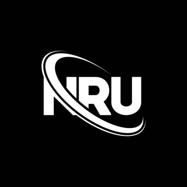 NRU logosu. NRU mektubu. NRU mektup logosu tasarımı. Çember ve büyük harfli monogram logosuna bağlı NRU logosunun baş harfleri. Teknoloji, iş ve emlak markası için NRU tipografisi.