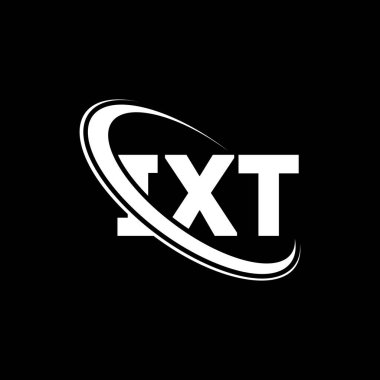 IXT logosu. IXT mektubu. IXT harf logosu tasarımı. Daireye ve büyük harfli monogram logosuna bağlı ilk IXT logosu. Teknoloji, iş ve emlak markası için IXT tipografisi.