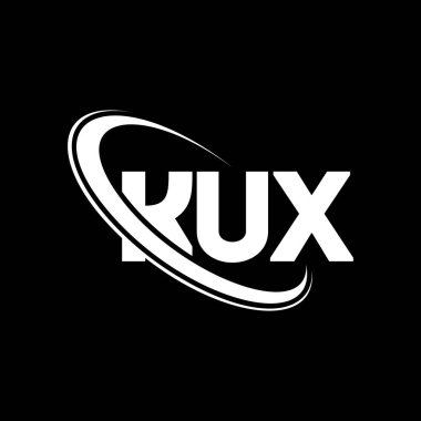 KUX logosu. KUX mektubu. KUX harfli logo tasarımı. Çember ve büyük harfli monogram logosuna bağlı KUX logosu. Teknoloji, iş ve emlak markası için KUX tipografisi.