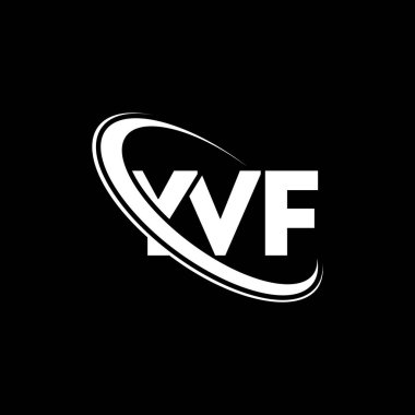 YVF logosu. YVF mektubu. YVF mektup logosu tasarımı. Çember ve büyük harfli monogram logosuyla birleştirilmiş YVF logosu. Teknoloji, iş ve emlak markası için YVF tipografisi.