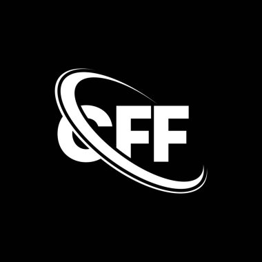 CFF logosu. CFF mektubu. CFF mektup logosu tasarımı. Çember ve büyük harfli monogram logosuna bağlı CFF logosu. Teknoloji, iş ve emlak markası için CFF tipografisi.