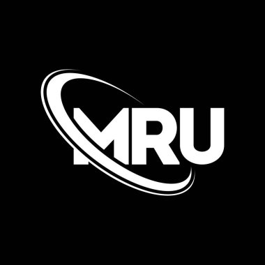MRU logosu. MRU mektubu. MRU harf logosu tasarımı. Çember ve büyük harfli monogram logosuna bağlı MRU logosu. MRU teknoloji, iş ve gayrimenkul markası tipografisi.