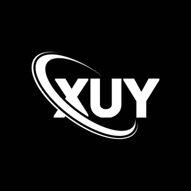 XUY logosu. XUY mektubu. XUY harf logosu tasarımı. Çember ve büyük harfli monogram logosuyla birleştirilmiş XUY logosu. Teknoloji, iş ve emlak markası için XUY tipografisi.