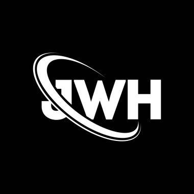 JWH logosu. JWH mektubu. JWH mektup logosu tasarımı. Çember ve büyük harfli monogram logosuyla birleştirilmiş JWH logosu. Teknoloji, iş ve emlak markası için JWH tipografisi.