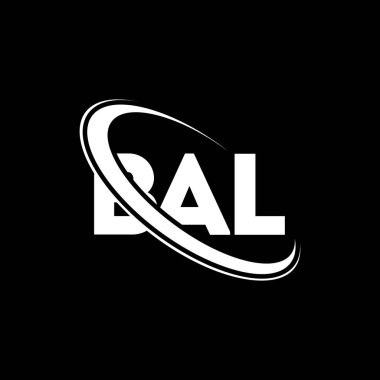 BAL logosu. BAL mektubu. BAL harf logosu tasarımı. Çember ve büyük harfli monogram logosuna bağlı baş harfler. Teknoloji, iş ve emlak markası için BAL tipografisi.
