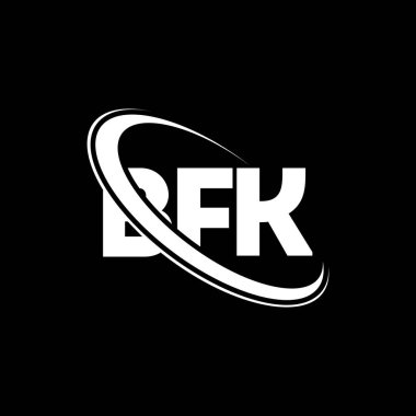 BFK logosu. BFK mektubu. BFK mektup logosu tasarımı. Çember ve büyük harfli monogram logosuna bağlı BFK logosu. Teknoloji, iş ve emlak markası için BFK tipografisi.