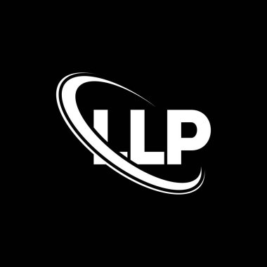 LLP logosu. LLP mektubu. LLP harf logosu tasarımı. Çember ve büyük harfli monogram logosuna bağlı ilk LLP logosu. Teknoloji, iş ve emlak markası için LLP tipografisi.
