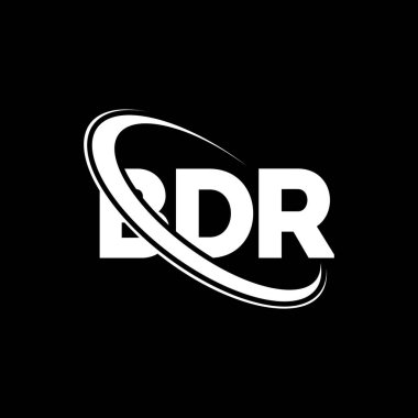 BDR logosu. BDR mektubu. BDR harf logosu tasarımı. Çember ve büyük harfli monogram logosuyla birleştirilmiş BDR logosu. Teknoloji, iş ve emlak markası için BDR tipografisi.