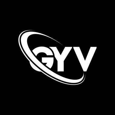 GYV logosu. GYV mektubu. GYV harf logosu tasarımı. Çember ve büyük harfli monogram logosuyla birleştirilmiş GYV logosu. Teknoloji, iş ve emlak markası için GYV tipografisi.