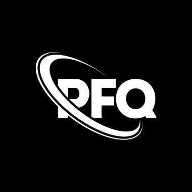 PFQ logosu. PFQ mektubu. PFQ harf logosu tasarımı. Çember ve büyük harfli monogram logosuyla birleştirilmiş PFQ logosu. Teknoloji, iş ve emlak markası için PFQ tipografisi.