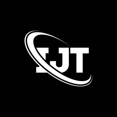 IJT logosu. IJT mektubu. IJT harf logosu tasarımı. Daireye ve büyük harfli monogram logosuna bağlı ilk IJT logosu. Teknoloji, iş ve emlak markası için IJT tipografisi.