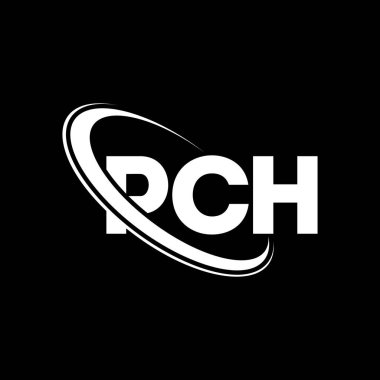 PCH logosu. Posta mektubu. PCH mektup logosu tasarımı. Çember ve büyük harfli monogram logosuyla birleştirilmiş PCH logosu. Teknoloji, iş ve emlak markası için PCH tipografisi.